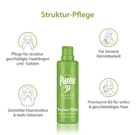 Plantur 39 Struktur-Pflege, Средство для ухода за тонкими и ломкими волосами, укрепляющее структуру, несмываемое,  30 мл