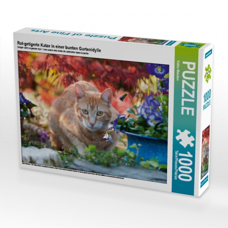 CALVENDO Puzzle CALVENDO Puzzle Rot-getigerte Katze in einer bunten Gartenidylle Пазл CALVENDO Puzzle Рыжий полосатый кот в красочной садовой идиллии