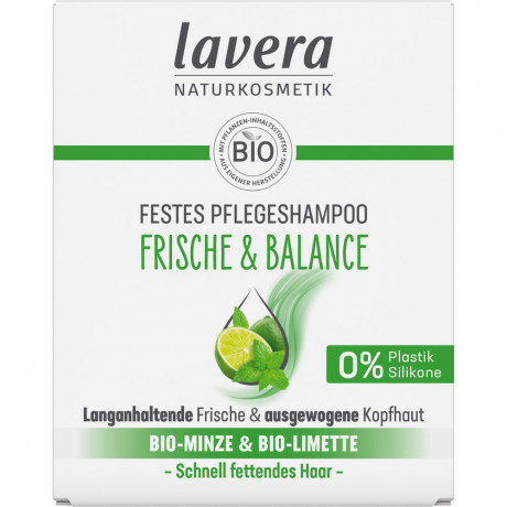 LAVERA Festes Pflegeshampoo Frische & Balance, 50 g, Лавера Твёрдый шампунь для свежести и баланса кожи головы, органический зелёный чай и био-киноа, 50 г