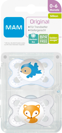 MAM Соска (успокаивающая) Оригинал ьный 0-6 Месяц ы, Силикон , Junge, 2 шт