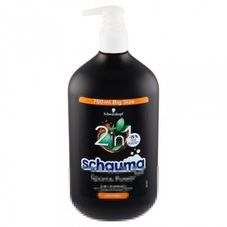 Schauma Shampoo 2in1 Sports Power, 750 ml, Schauma мужской шампунь-гель 2in1 Sports Power с эвкалиптом и провитамином B5 для волос и тела, 750 мл