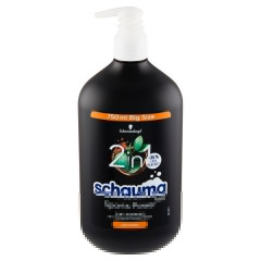 Schauma Shampoo 2in1 Sports Power, 750 ml, Schauma мужской шампунь-гель 2in1 Sports Power с эвкалиптом и провитамином B5 для волос и тела, 750 мл