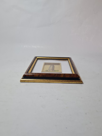 Картина винтажная с позолоченным изображением Пизанской башни, фольга / дерев.рама, 16 х 14 см, Германия, 1960-70гг.