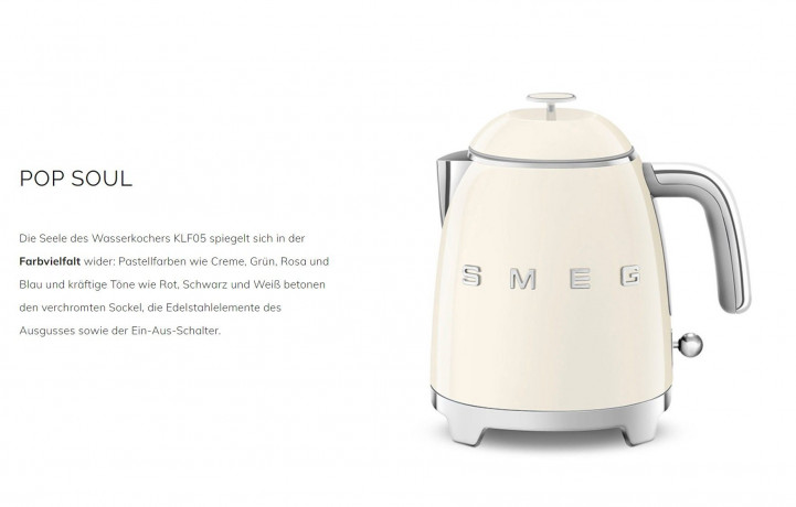 SMEG SMEG Wasserkocher SMEG Wasserkocher Edelstahl 0,8 L Fassung, 1400 W, Wasser Kocher, 1400,00 W, 360° Basis, BPA- Frei, elektrischer Wasser Kocher Klein Mini  Чайник SMEG Чайник SMEG, нержавеющая сталь, емкость 0,8 л, 1400 Вт, водоварка, 1400,00 Вт, ос