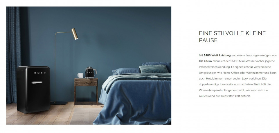 SMEG SMEG Wasserkocher SMEG Wasserkocher Edelstahl 0,8 L Fassung, 1400 W, Wasser Kocher, 1400,00 W, 360° Basis, BPA- Frei, elektrischer Wasser Kocher Klein Mini  Чайник SMEG Чайник SMEG, нержавеющая сталь, емкость 0,8 л, 1400 Вт, водоварка, 1400,00 Вт, ос