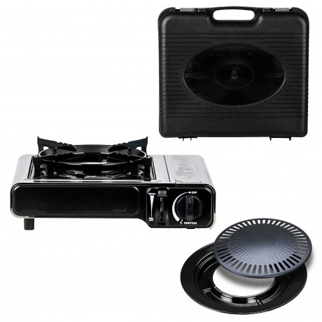 Mianova Mianova Gaskocher 1 flammig Gaskocher + Grillplatte + Koffer Kocher, Outdoor Grill Camping Herd Notfallkocher Gaskocher fur Gas Kartuschen Газовая плита Mianova, газовая плита с 1 пламенем + гриль + печь для чемодана, уличный гриль, походная плит