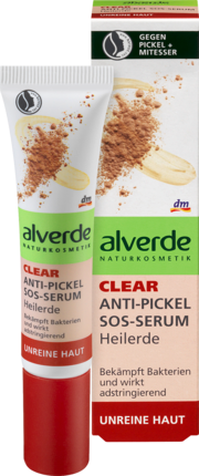alverde NATURKOSMETIK Clear SOS-Сыворотка с лечебной глиной против чёрных точек и загрязнённой кожи, 15 мл