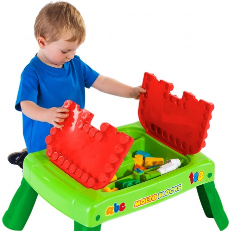 Molto Klappbarer Tisch mit 20 Bausteinen aus Kunststoff Складной стол с 20 пластиковыми строительными блоками