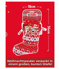 Nutella Socks Adventskalender 2stk, Набор из 2 новогодних носков-сюрпризов Nutella 2025, волшебный сладкий подарок для праздничного настроения, 2 х 209 г