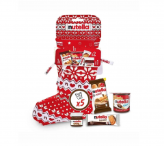 Nutella Socks Adventskalender 2stk, Набор из 2 новогодних носков-сюрпризов Nutella 2025, волшебный сладкий подарок для праздничного настроения, 2 х 209 г