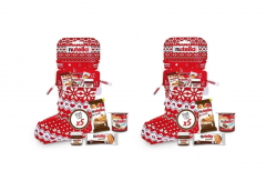 Nutella Socks Adventskalender 2stk, Набор из 2 новогодних носков-сюрпризов Nutella 2025, волшебный сладкий подарок для праздничного настроения, 2 х 209 г