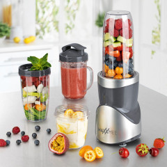 MAXXMEE MAXXMEE Smoothie-Maker Multifunktionaler Mixer 12-tlg Set Edelstahlklingen inkl. To-Go Deckel, 380,00 W, mit 8 Funktionen, mit verschiedenen Mixbechergrossen  Многофункциональный блендер MAXXMEE Smoothie Maker, набор из 12 лезвий из нержавеющей ст