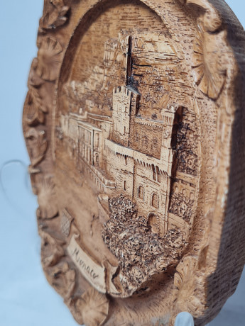 Деревянное панно, резная объемная картина "Монако", 15 x 2,5 см, Германия, 1950-60гг.