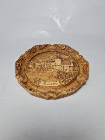 Деревянное панно, резная объемная картина "Монако", 15 x 2,5 см, Германия, 1950-60гг.