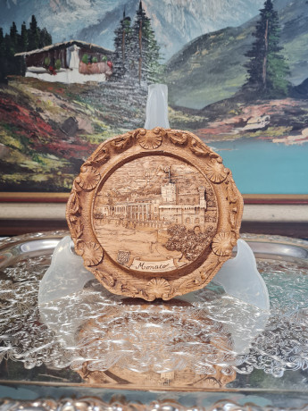 Деревянное панно, резная объемная картина "Монако", 15 x 2,5 см, Германия, 1950-60гг.