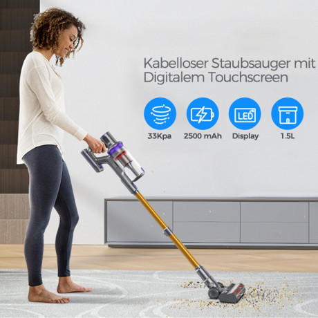 TAB TAB Akku-Hand-und Stielstaubsauger E3, Staubsauger Kabellos mit 33000pa Saugkraft, 400,00 W, Handstaubsauger beutellos, Auto Staubsauger, Bis zu 50 Min Laufzeit, 1.5L Staubbehalter  Беспроводной ручной пылесос TAB E3, беспроводной пылесос с мощностью 
