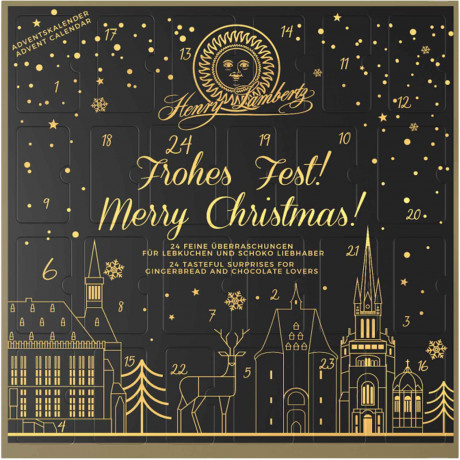 Henry Lambertz Adventskalender, Henry Lambertz адвент-календарь 2026 с пряниками, домино, марципаном и шоколадом, 25 изделий, 290 г