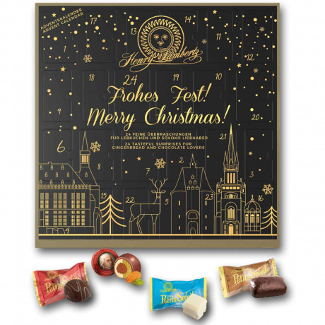 Henry Lambertz Adventskalender, Henry Lambertz адвент-календарь 2026 с пряниками, домино, марципаном и шоколадом, 25 изделий, 290 г