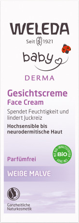 WELEDA BABY DERMA WEIssE MALVE Gesichtscreme, 50 ml, Детский крем для лица с белой мальвой без отдушки для чувствительной кожи, 50 мл