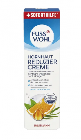 FUSSWOHL Hornhaut Reduziercreme  Крем для уменьшения мозолей, интенсивный уход за потрескавшейся и сухой кожей стоп  75 г