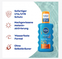 NIVEA SUN Sonnenspray Schutz &amp; Bräune LSF 50, Солнцезащитный спрей для защиты от загара SPF 50, 200 мл