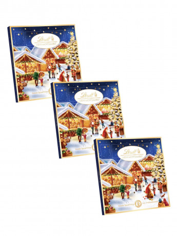 Lindt Mini-Tisch-Adventskalender Weihnachtsmarkt Адвент-календарь 2025 Рождественская ярмарка, 24 конфеты, 19 х 19 см, 350 г, 3 штуки