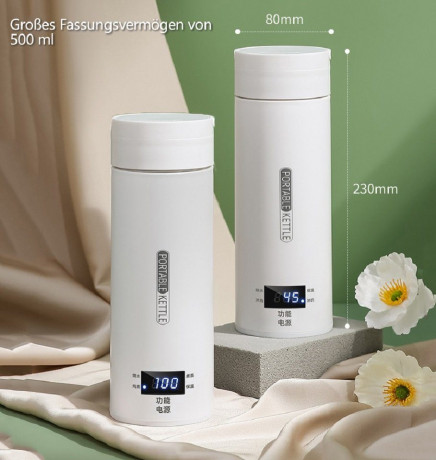 BUMHUM BUMHUM Reise-Wasserkocher Reise-Wasserkocher 300W Reise-Elektrisch-Wasserkocher, 500 ml Tragbarer Mini-Heizbecher, Thermobecher 316 Edelstahl-Liner Дорожный чайник BUMHUM Дорожный чайник, 300 Вт, дорожный электрический чайник, портативная мини-чаш