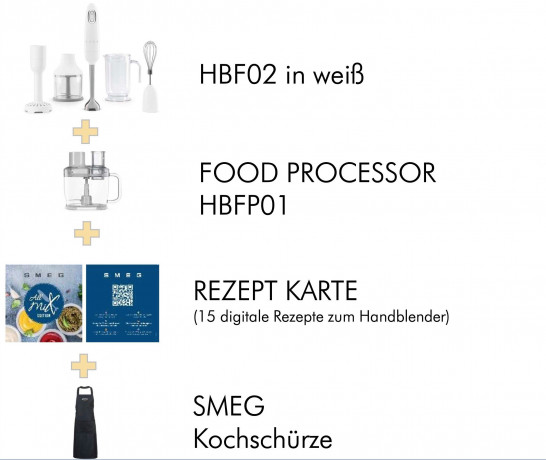 Smeg Smeg Stabmixer HBF12WHEU Stabmixer AllMix Edition mit Zubehor  Погружной блендер Smeg HBF12WHEU Ручной блендер AllMix Edition с аксессуарами