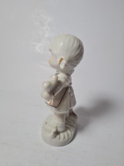 Винтажная статуэтка "Корейская девочка с котенком", 7см х 12см, Корея, 1960-70гг.