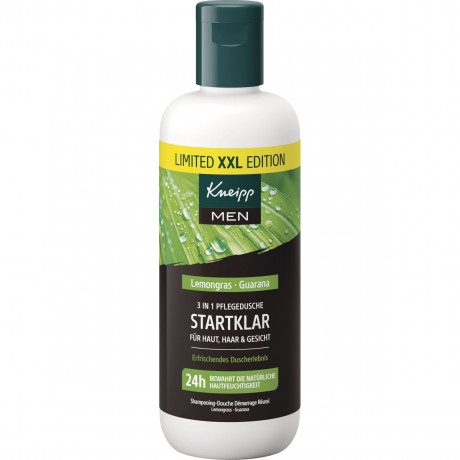 Kneipp MEN 3 in 1 Dusche Startklar Limited XXL Edition, 400 ml, Kneipp мужской гель для душа 3 в 1 «Готов к старту» для тела, лица и волос, 400 мл
