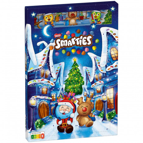 Smarties Adventskalender, Smarties большой адвент-календарь 2026 с 24 шоколадными фигурками и цветными драже, 193,9 г
