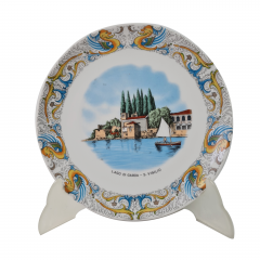 Тарелка декоративная винтажная с изображением Лаго ди Гарда, фарфор, 19.5 см, Италия, 1960-70гг.