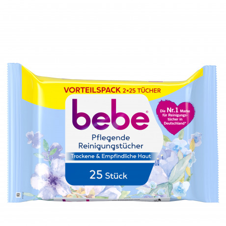 bebe pflegende Reinigungstuecher Doppelpack, 2 x 25 Stueck, bebe ухаживающие салфетки для снятия макияжа с кокосовой водой, двойная упаковка, 2 x 25 шт.
