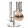 Muhle Rocca 3 tlg. Rasierset Silvertip Fibre, Griff Edelstahl Бритвенный набор Rocca из 3 предметов Silvertip Fibre, ручка из нержавеющей стали