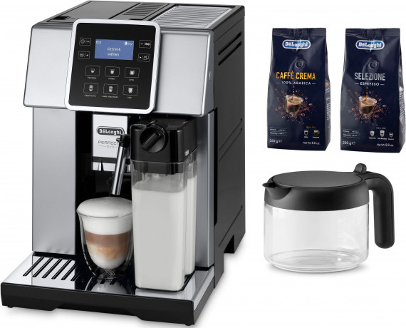 De'Longhi De'Longhi Kaffeevollautomat ESAM 428.80.SB PERFECTA EVO, inkl. Kaffeekanne im Wert von UVP € 29,99 + Pflegeset UVP € 31,99 Полностью автоматическая кофемашина De'Longhi ESAM 428.80.SB PERFECTA EVO, включая кофейник стоимостью 29,99 евро + набор
