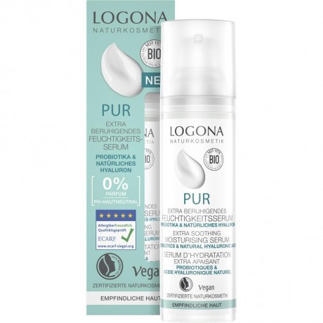 Logona Extra beruhigendes Feuchtigkeits-Serum mit Probiotika & naturlichem Hyaluron  Успокаивающая увлажняющая сыворотка с пробиотиками и натуральной гиалуроновой кислотой