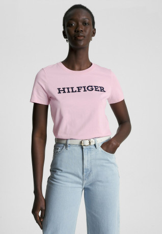 Tommy Hilfiger LOGO EMBROIDERY  Print T-shirt iconic pink LOGO EMBROIDERY Футболка с принтом культовый озовый