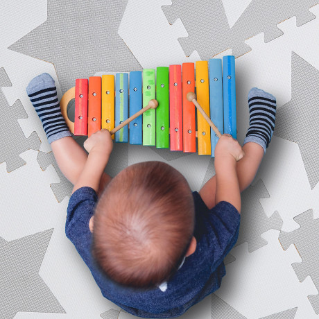 relaxdays 45 x Puzzlematte Sterne weiss-grau 45 x коврик-пазл звезды бело-серый