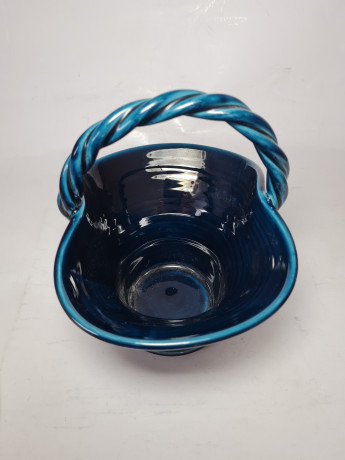 Декоративная корзина с изображением Площади Станислава г. Нанси, Франция, темно-синий фарфор, 15,5 x 12,5 x 17 см, Франция, 1960-70гг.