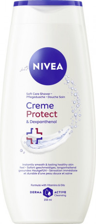 NIVEA Pflegedusche Creme Protect & Dexpanthenol, 250 ml, Нивеа Крем гель для душа с декспантенолом, миндальное масло, витамины C и E, восстановление, 250 мл