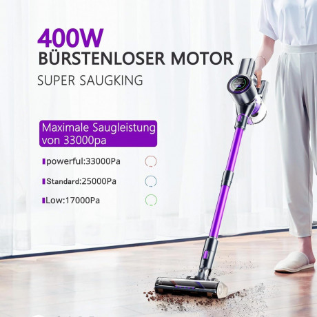 SMARTAI SMARTAI Akku-Hand-und Stielstaubsauger, 400,00 W, Beutellos, 2LEDs Handstaubsauger Staubsauger Kabellos 8-in-1Staubsauger Beutellos  Беспроводной ручной пылесос SMARTAI, 400,00 Вт, без мешка, ручной пылесос с 2 светодиодами, беспроводной пылесос 8