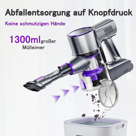 SMARTAI SMARTAI Akku-Hand-und Stielstaubsauger, 400,00 W, Beutellos, 2LEDs Handstaubsauger Staubsauger Kabellos 8-in-1Staubsauger Beutellos  Беспроводной ручной пылесос SMARTAI, 400,00 Вт, без мешка, ручной пылесос с 2 светодиодами, беспроводной пылесос 8