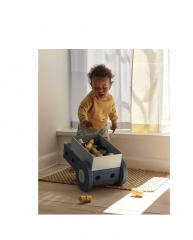 MODU 3-in-1 Baby Walker, Deep Blue/Sky Blue,  Ходунки детские развивающие 3 в 1 для малышей (Дания), конструктор 22 элемента, каталка-тележка с ящиком, развитие баланса и первых шагов, EPP-пена и ABS пластик, синий