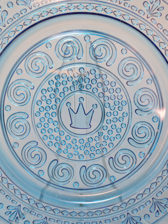 Декоративная тарелка винтажная Leonardo, синее стекло с растительным узором, 22,5 x 2 см, Германия, 1960-70гг.