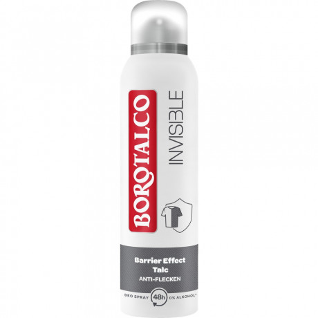 BOROTALCO Deospray Invisible, 150 ml, Бороталко Дезодорант-спрей Невидимый, без следов на одежде, 48ч защита, 150 мл