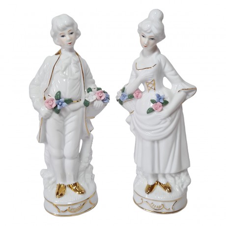 PMI Коллекционные Статуэтки "Он и она" с позолотой, 21см, Германия, 1960-70гг.