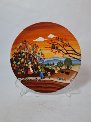 Тарелка декоративная винтажная Purfurst Hof Bavaria / Barbara Furstenhofer &quot;Сцена со сбором урожая&quot;, фарфор, 19,5 см, Германия, 1970-80гг.