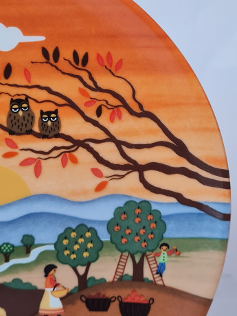 Тарелка декоративная винтажная Purfurst Hof Bavaria / Barbara Furstenhofer "Сцена со сбором урожая", фарфор, 19,5 см, Германия, 1970-80гг.