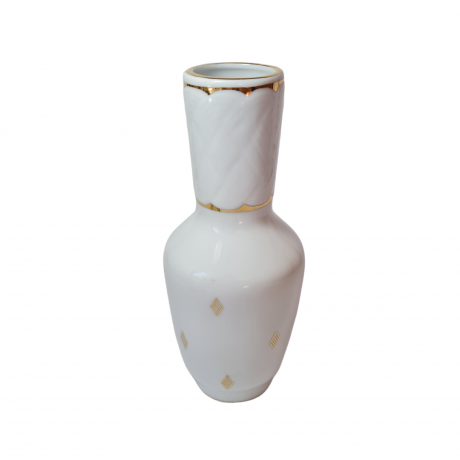 Ваза винтажная JRJS с золотистым геометричным декором и окантовкой, фарфор, 25.5 см, Германия, 1960-70гг.