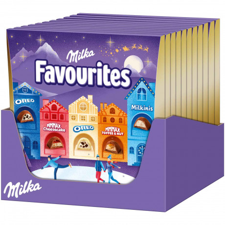 Milka Favourites Adventskalender, Milka Favourites адвент-календарь 2026 с Oreo, Cheesecake, Toffee Ganznuss и Milkinis, 24 конфеты, 206 г